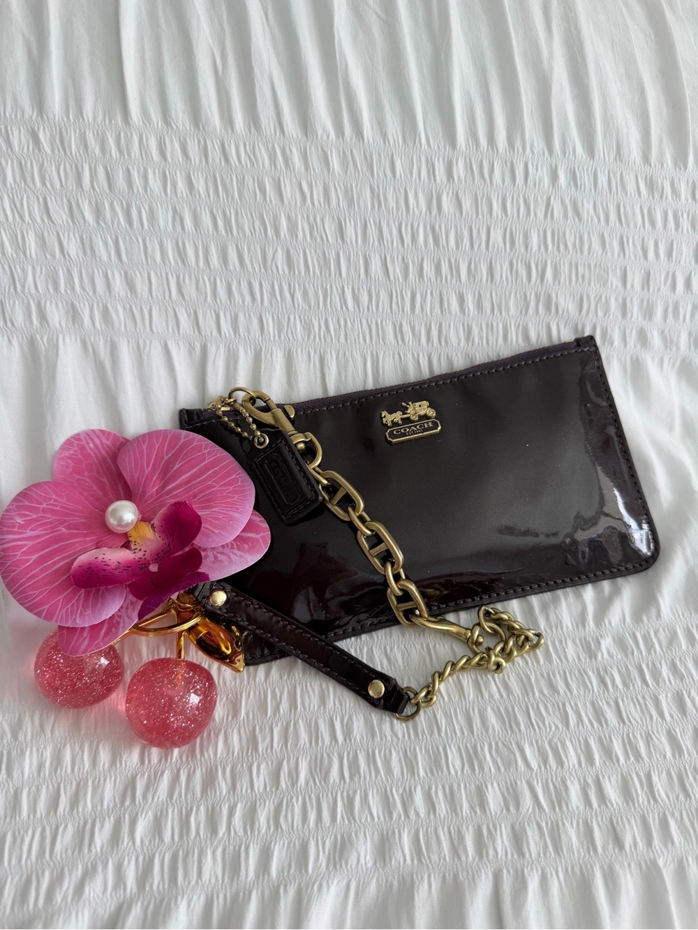 Vintage Coach Plum Madison Gold Chain Wristlet